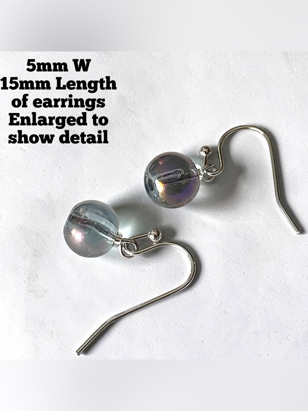 5 For $25💫Aurora Glass Bead Drop Earrings - Iridescent Blue